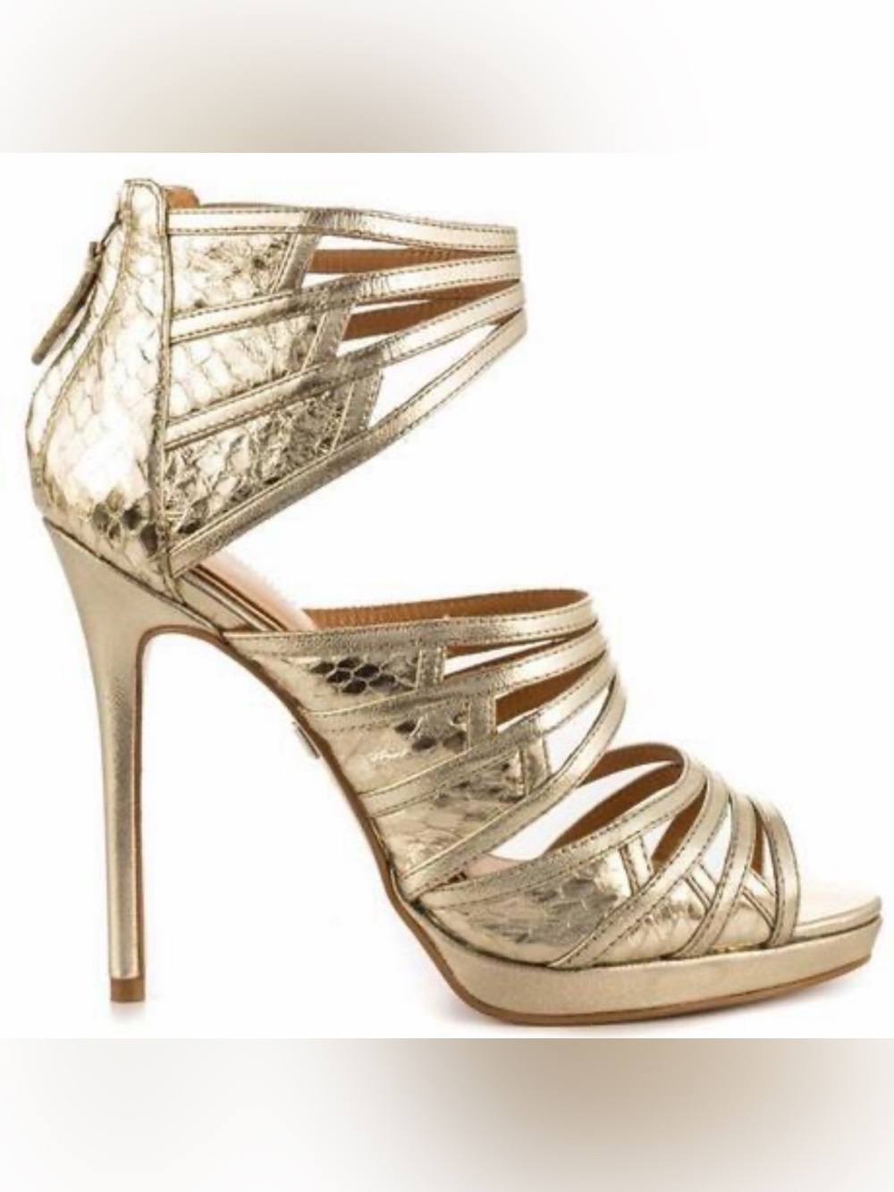 Badgley Mischka Fonda Metallic Gold Strappy High Heel Sandals